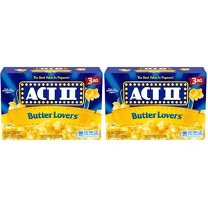 Act II Butter Lovers Microwave Popcorn, 2.75 oz., 3-Count Bags, (Pack of 2)