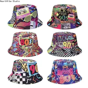Reversible Graffiti Bucket Hat for Men & Women, Aesthetic Y2K Streetwear Sun Hat, 2-in-1 Vintage Hip Hop Fisherman Cap, Vibrant Outdoor Festival Accessory, Packable Travel Gear, Summervibes - One Size,summerwins