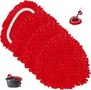 4 Pack Microfiber Reusable Spin Mop Replacement Head ONLY Compatible with O-cedar Easy Wring 1-Tank System,Mop Replace Head for Dry/Wet Use(NO BUCKET/HANDLE),Washable Chenille Dust Mop Refills for Floor Cleaning