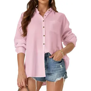 JEKAOYI 100% Cotton Collared Long Sleeve Casual Top Shirt with side pocket#TikTokShopSpringGlowUp
