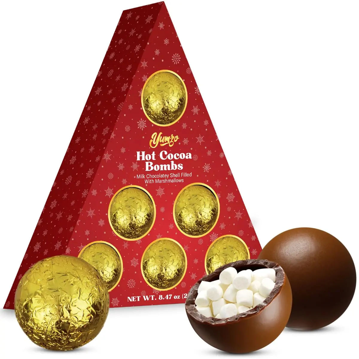 Christmas Milk Chocolate Hot Cocoa Bombs - Marshmallow Fill Shells, Christmas Gift Set with Gift Box, luxury Gift Set