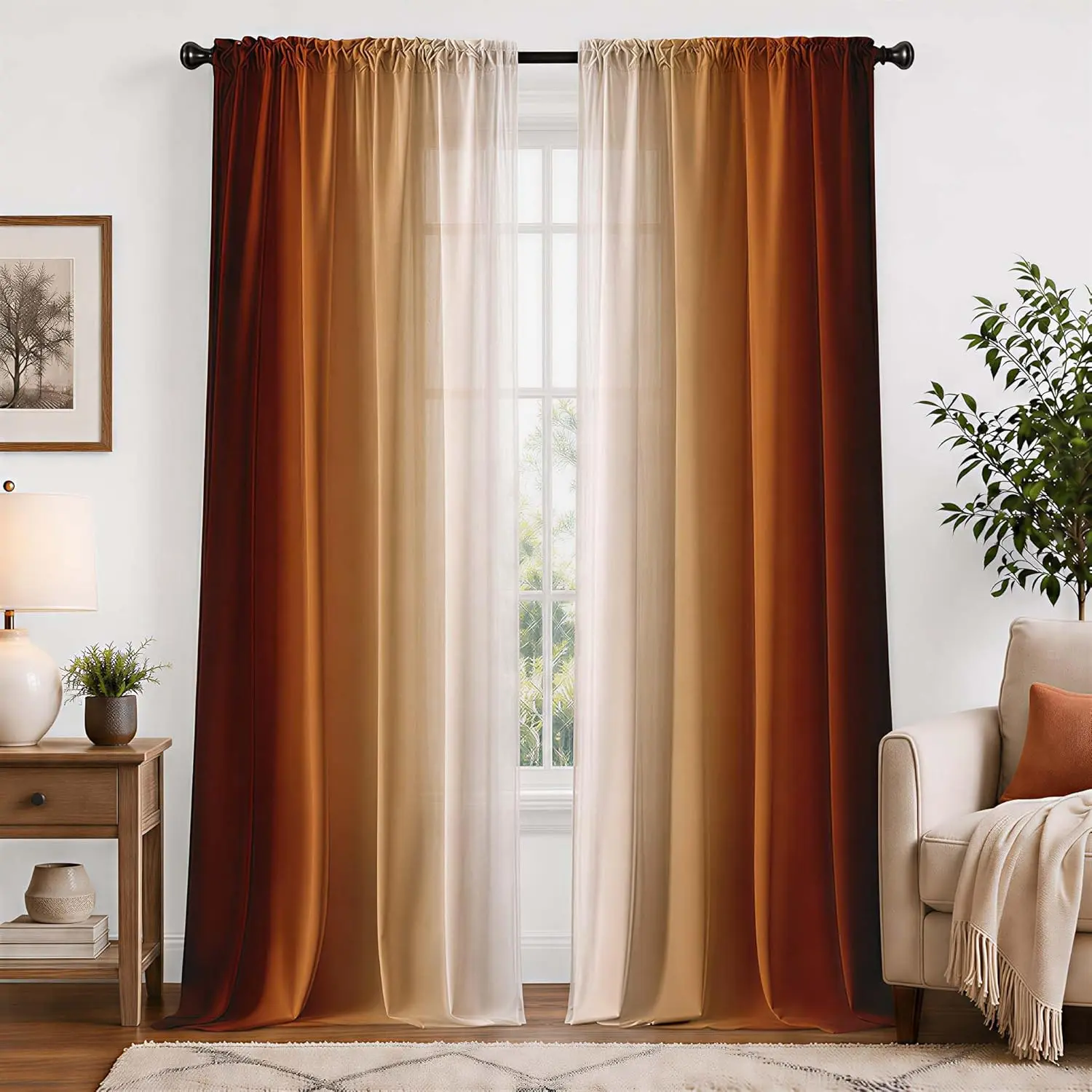 t Orange Curtains 84 Inch Length for Living Room 2 Panel Set Burnt Orange and Terracotta Window Curtain