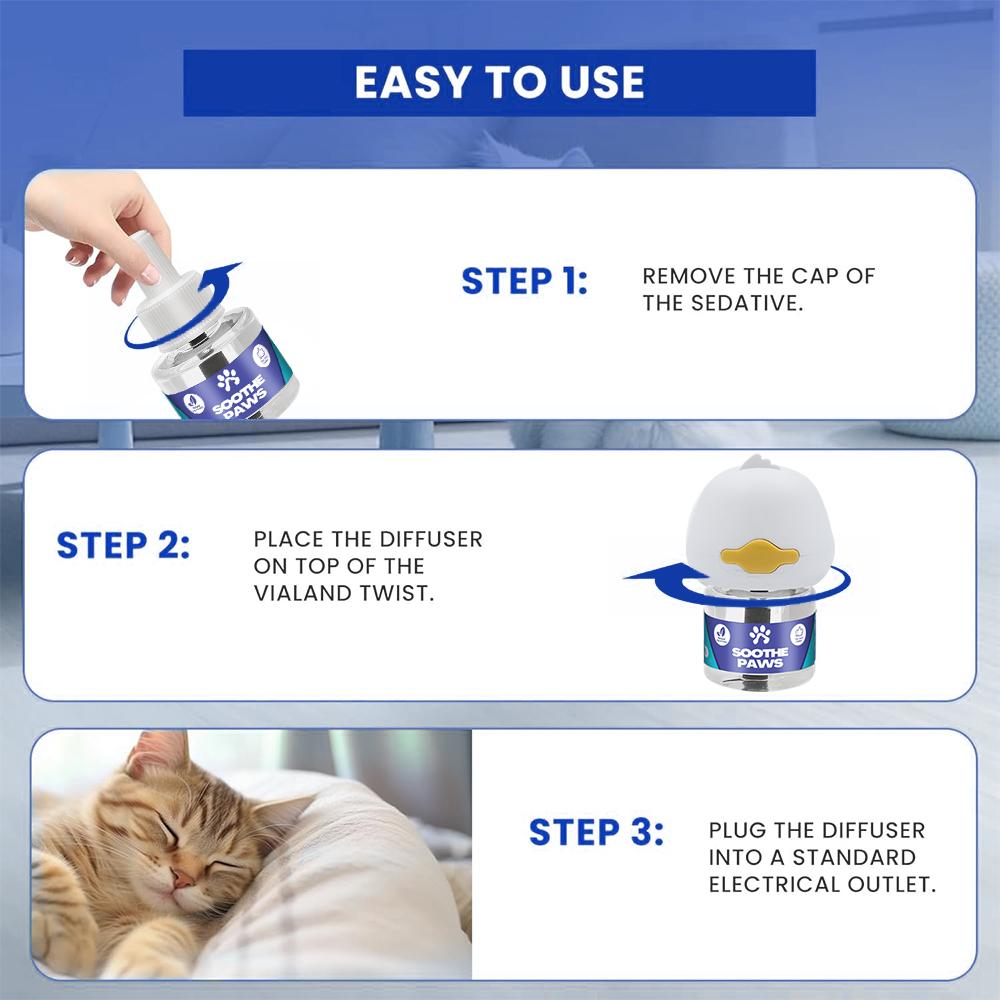 SoothePaws Cat Calming Pheromone Diffuser Kit — 1D+1R or 1D+2R (48 ml Refills) | Unscented & Drug-Free | Helps Reduce Scratching, Spraying, Hiding & Meowing | ~30 Days per Refill | Covers up to ~700 sq ft per Diffuser | 110–220V