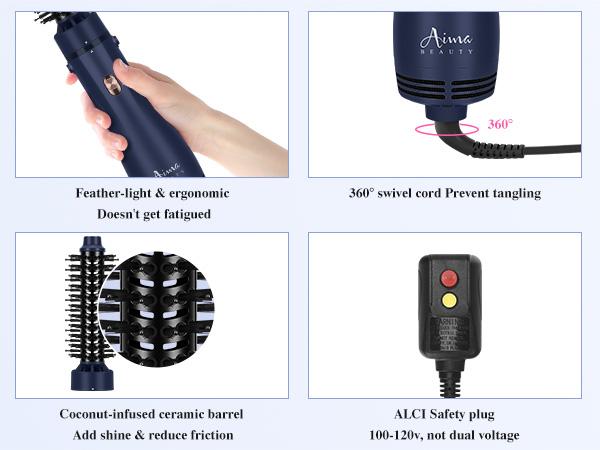 Aima Beauty 3-in-1 Blowout Dryer Brush & Multi-Styler, Detachable Hot Air Brush Volumizer with 1” & 1.25” Interchangeable Round Barrels, Ionic Wet-to-Dry Styling Tool for Short to Medium Hair, Gift Ready#tiktokshopsummersale