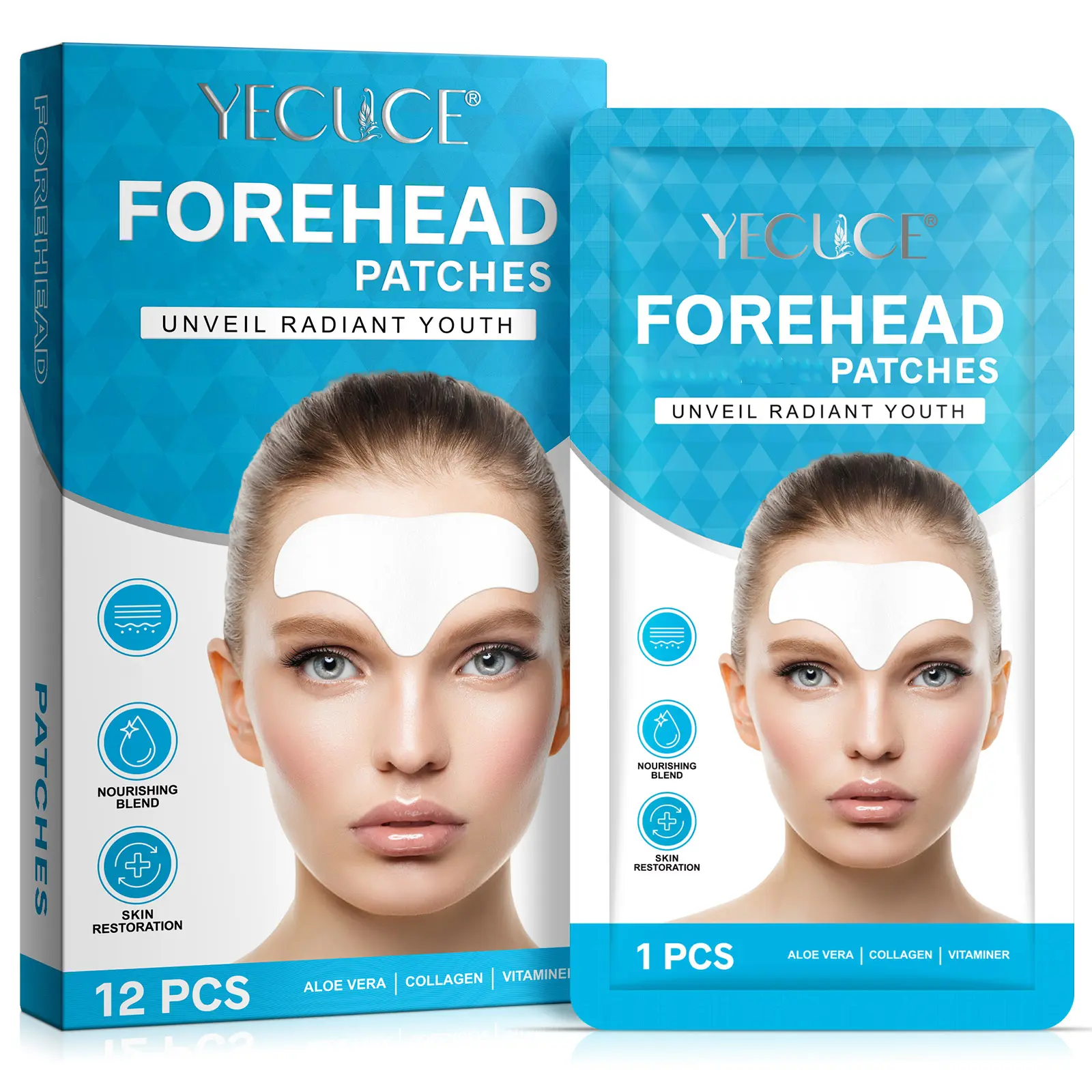 Yecuce Forehead Patches - Anti-Wrinkle Patches for Forehead & Between Eyes, Reduces Lines for Fresh Appearance, 16 Pcs Smoothing Skincare, TikTok Viral Wrinkle Patches Smoother White Vitamin Moisturizer