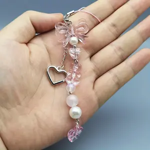 Cute Bear Heart Butterfly Phone Charm, Anti-Drop Keychain, Cartoon Decoration Lanyard, Girls' Bag Accessory, Key Holder