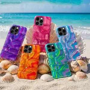 NEW!!! NeeDoh Cool Crush Ice Cube Phone Case, 3D Visual Effect Bubble Case, Glossy Hard Protective Cover, Colorful Aesthetic Case for iPhone 11-17 Pro Max
