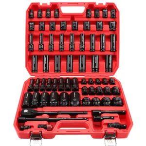 Sedy Master 1/2" Drive Impact Socket Set, 67-Piece Standard & Deep Socket Set, SAE 3/8"-1-1/4" & Metric 8-24mm Socket Set with Ratched Hand, Extension Bar, Reducer, Impact Universal Joint