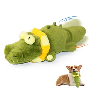 Interactive Crocodile Plush Dog Toy with Wagging Tail, Motion Activated, Squeaky Dog Toy, Crinkle Design, USB Rechargeable, Not Intended for Heavy Chewing squeaky toys for dog Detachable And Washable Cover