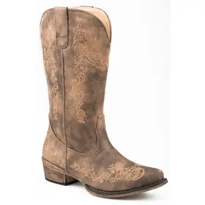 Women's Roper Vintage Brown Snip Toe Boot w/ Embroidery
