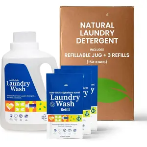Laundry Detergent for   | Gentle & Safe for  Clothes | -Based | 3 Pack Refill | Easy to Dissolve to Create a Liquid| Signature Wash Scented (150 Loads)