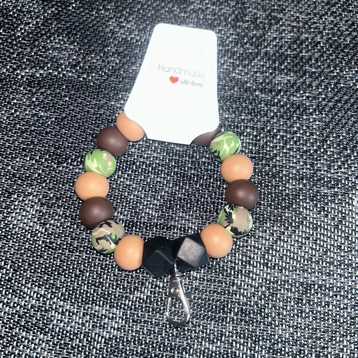 Small Camo Silicone Beaded Wristlet