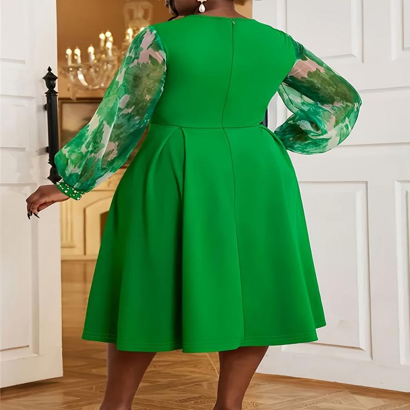 Elegant Emerald Green Beaded Round Neck Long Sleeve Formal Dress VV607860 with Ruching Tie-Dye Detail Machine Washable Polyester for Weddings Galas Parties Womenswear Elegant Emerald Green Beaded Round Neck Long Sleeve Formal Dress VV607860 with Ruching Tie-Dye Detail Machine Washable Polyester for Weddings Galas Parties Womenswear