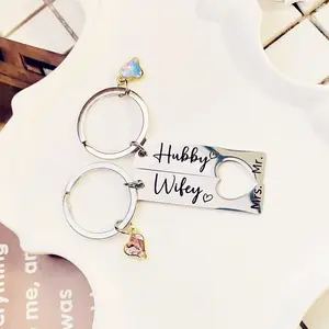 Together Forever Love Keychain Set - 2 PCS Stainless Steel Couple Keychains for Husband Wife Him Her Boyfriend Girlfriend Best Friend - Perfect Valentine's Day Gift for Newlyweds Engagement Party