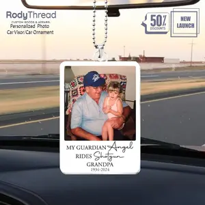 [Flash Deals] Rodythread Personalized Photo Car Ornament, Custom Memorial Gift, Mother's Day Gift For Grandma, Guardian Angel Sign, Sentimental Family Decor, Unique Plaque