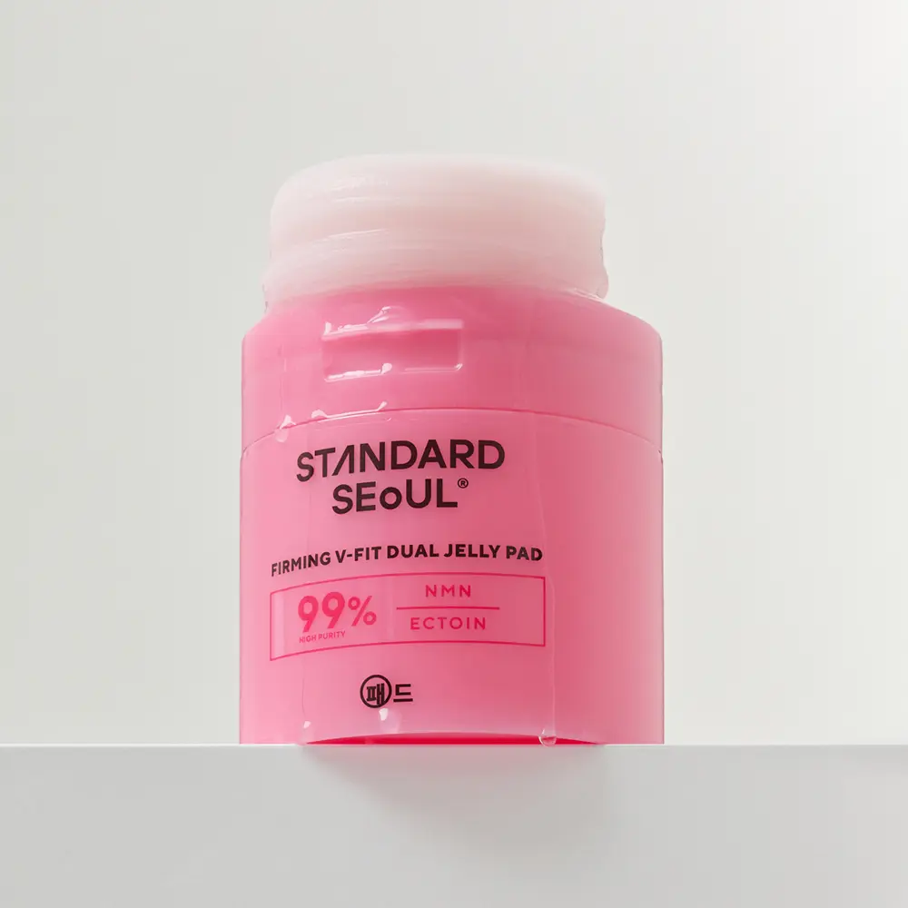 STANDARD SEOUL Firming V-Fit Dual Jelly Toner Pads, Pore Appearance Care & De-Puffing, Dual-Sided Cooling 2-in-1 Toner Pack and Wipe Pads with Collagen, PDRN and Peptides, 60 Pads