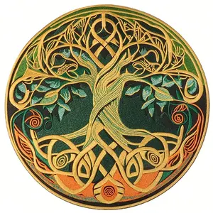 Celtic Tree of Life Back Patch – Embroidered Heat Transfer Decoration, for Jackets and Backpacks (Large), 1 Piece