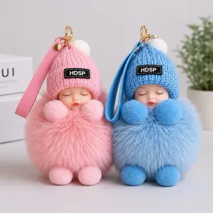 2PCS Handmade Sleeping Baby Doll Keychain - Practical, Exquisite Craftsmanship, Stylish Design, Luxury Fashion Keychain for Shopping Use, Purse Charm Gift for Mom