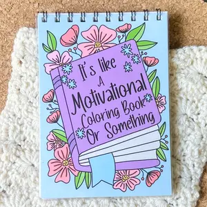 Motivational Coloring Book - 8in x 10in Top Bound Spiral, 20 Hand Drawn Original Designs, Thick Quality Paper, Fun Cute and Cozy, College Essentials