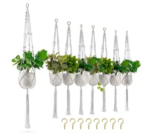 Sorbus Macrame Plant Hanger with Cotton Rope for 8-Pack