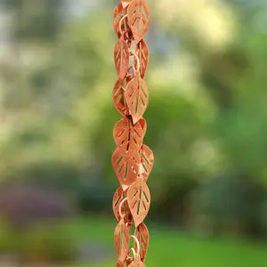 Pure Copper Cascading Leaves Rain Chain Replacement Downspout for Gutters