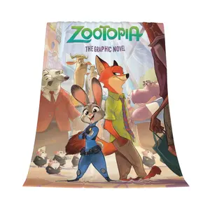 DISNEY CLASSIC Zootopia Blanket, Nick & Judy Cartoon Style Soft Flannel Fleece Throw Blanket for Kids Adults, Themed Blanket for Bed Couch Sofa, Perfect Gift for Zootopia Fans