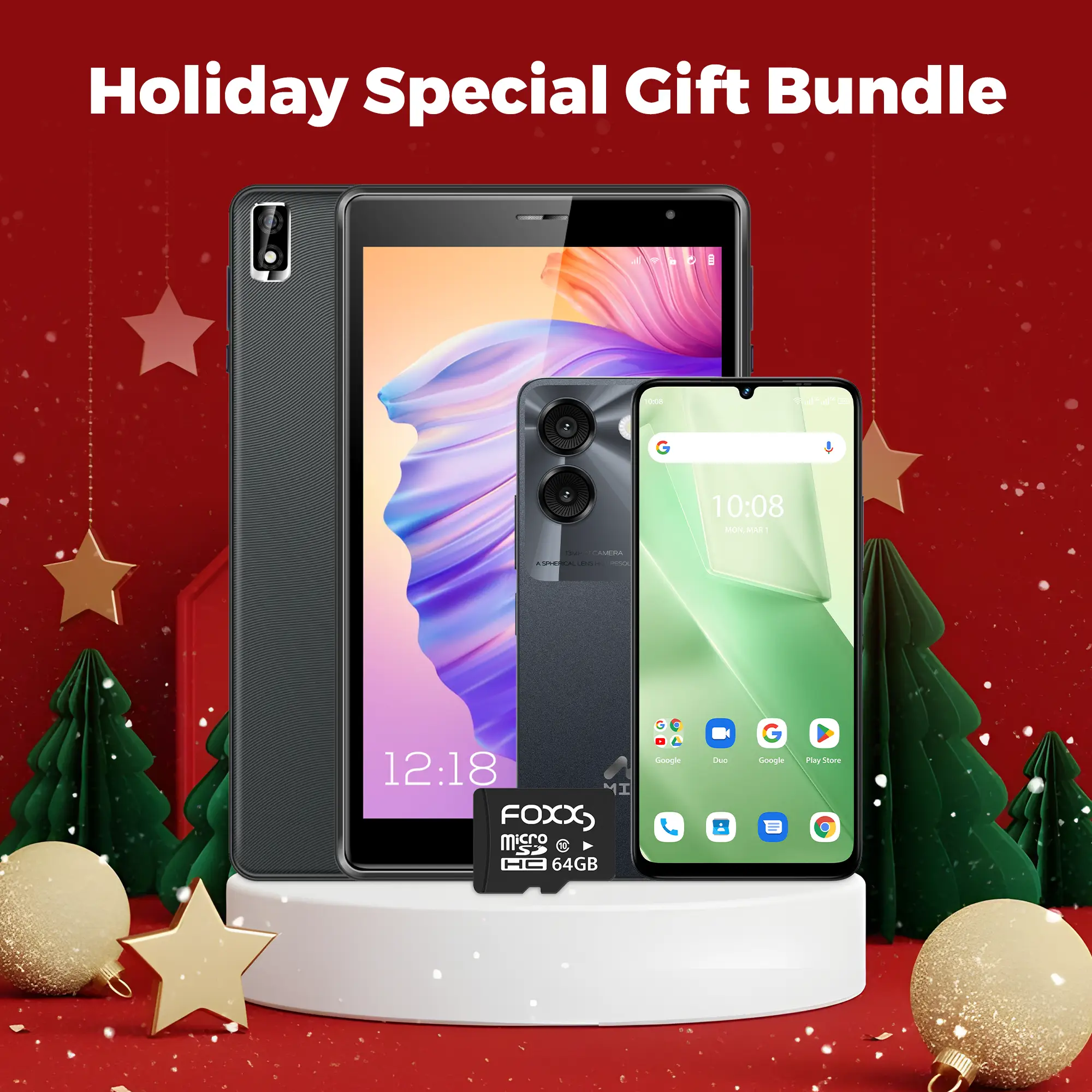 FOXXD TikTok Installed phone & tablet Special Bundle (A67 Unlocked Smartphone + V8 Tablet+ SD card)