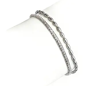 Dainty Silver/Gold Bracelet for Women - Sterling Silver Plated Beaded Bracelets Stack Stackable Simple Cute Knot Bracelet Minimalist Waterproof Layered Sparkly Jewelry Set for Women Trendy