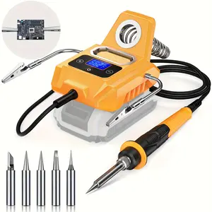 20V Cordless Soldering Station - Compatible with DeWalt Battery - Fast Heating, LCD Display, 6 Soldering Tips - DIY and Electronic Repair (Tool Only)