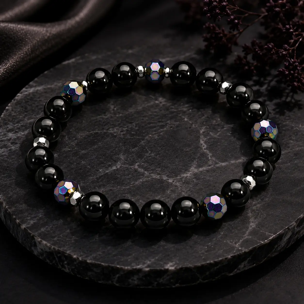 Unisex Polished Plastic Beading Bracelets - Large Size, Casual Men's Costume Jewelry Fashion Accessories, Slip-On, 7-7.5 In, Daily, Basic