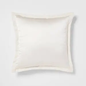 24"x24" Luxe Euro Sateen with Velvet Trim Decorative Pillow Ivory/White - Threshold