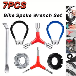 7Pcs Bike Spoke Wrench Set | Bicycle Repair Tools for Outdoor Leisure, Wire Adjusting Tool, Banner Wrench - Home Improvement.