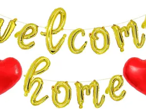 Welcome Home Balloon Banner for Homecoming Party Decorations, Gold
