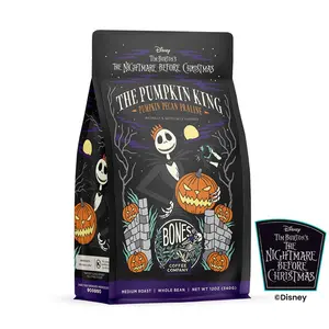 Bones Coffee Company The Pumpkin King 12oz Medium Roast Whole Bean Coffee Inspired by Disney's Nightmare Before Christmas