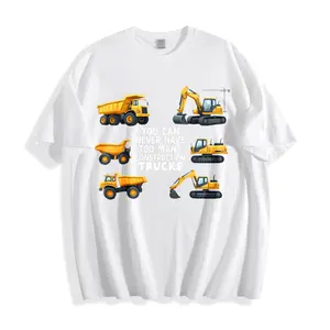 Casual Style Unisex T-Shirt Construction Trucks And Text Design For Everyday Wear Summer And Spring Gift For Truck Enthusiasts And Kids