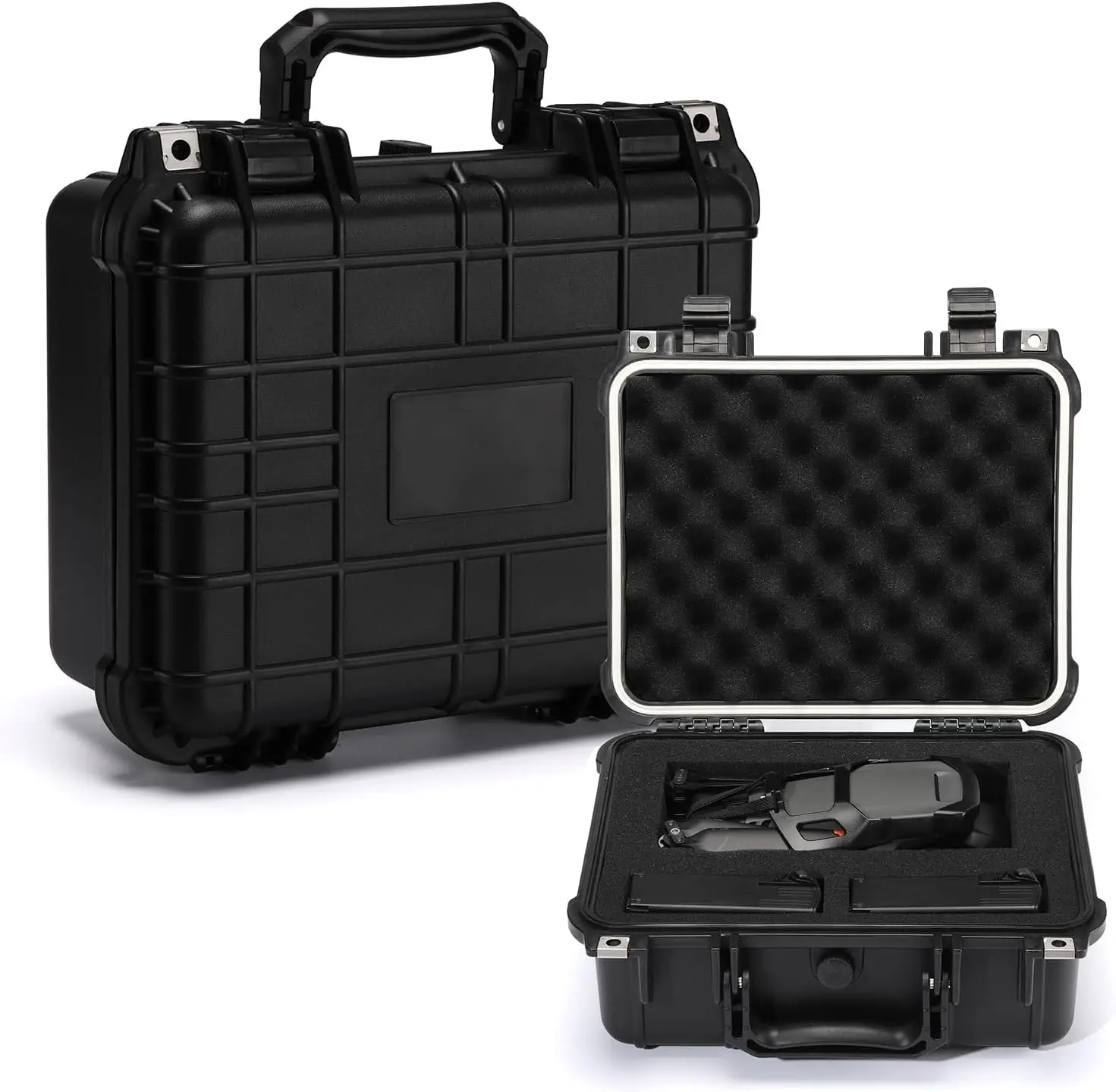 13.4" Waterproof Plastic Toolbox with Foam Insert, 13.4" x 11.6" x 6", IP67 Lockable Storage Box, Customizable Foam, Shockproof Hard Case Weatherproof Container, Protective Hard Camera Case