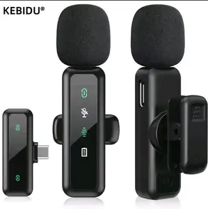 KEBIDU Lavalier Wireless Microphone 80mAh Rechargeable Battery Clip-On Podcast Mic for Streaming Vlogging Voice Recording Plug and Play