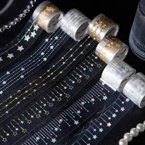 Starry Sky Themed Washi Tape, 6 Counts/set DIY Decorative Tape, Adhesive Tape, Scrapbooking & Stamping Supplies for Home School Office