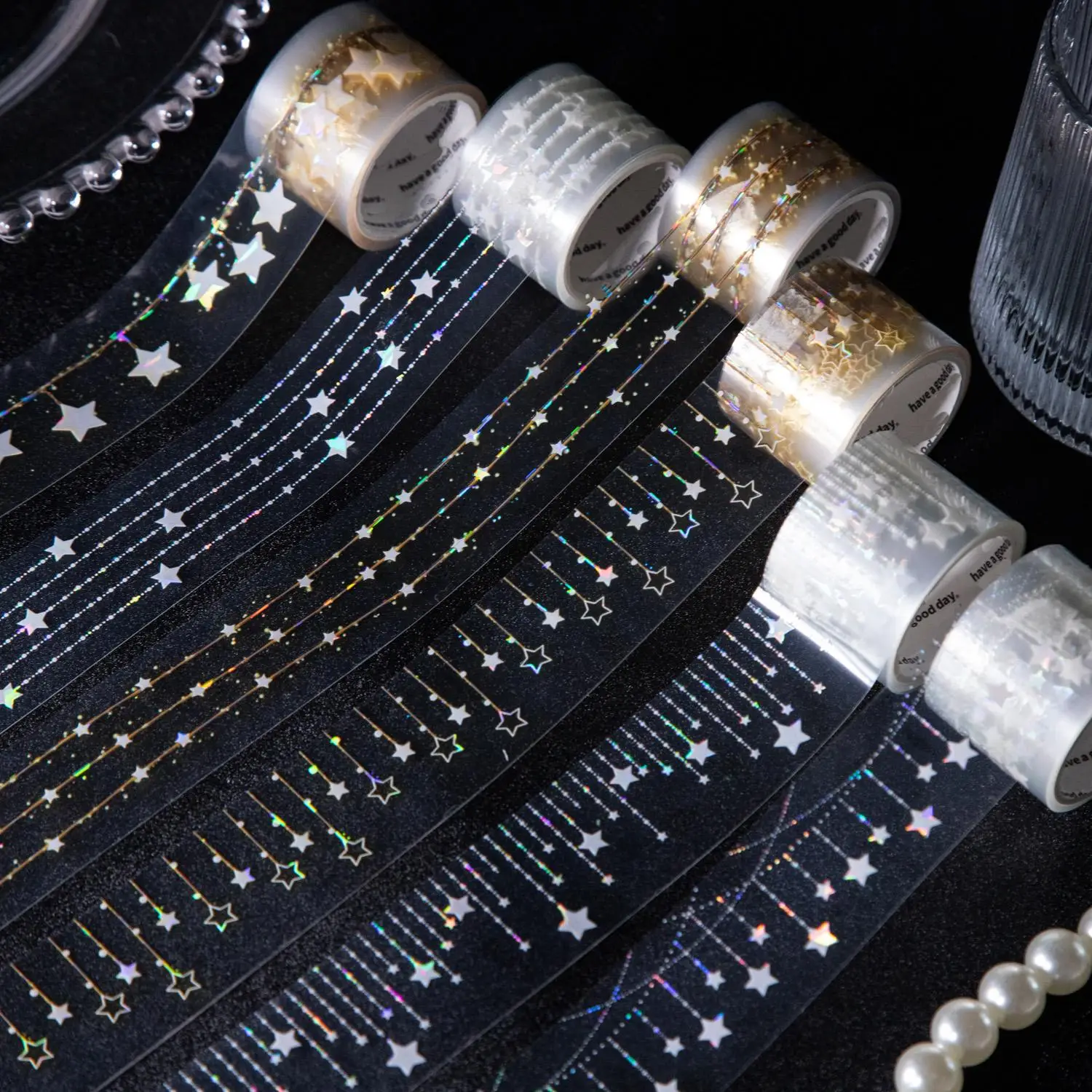 Starry Sky Themed Washi Tape, 6 Counts/set DIY Decorative Tape, Scrapbooking & Stamping Supplies for Home School Office