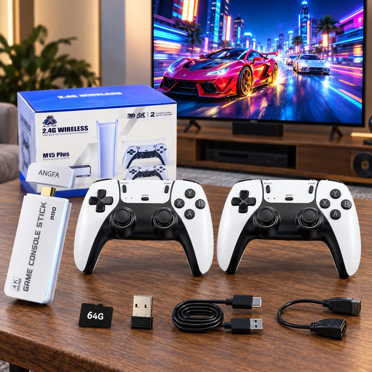 ZORP Retro Gaming Console & 4K HDMI Game Stick, Built-in Games, 2 Wireless Controllers, Plug & Play, Compatible with TV, Monitor & Projector,Halloween Christmas New Year Gift