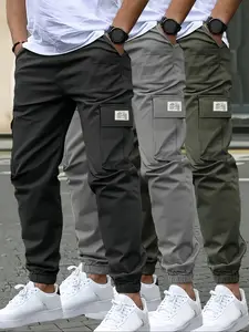 Men's Solid Flap Pocket Cargo Pants, Regular Fit Casual Comfy Trousers for Daily Wear, Men's Bottoms for All Seasons