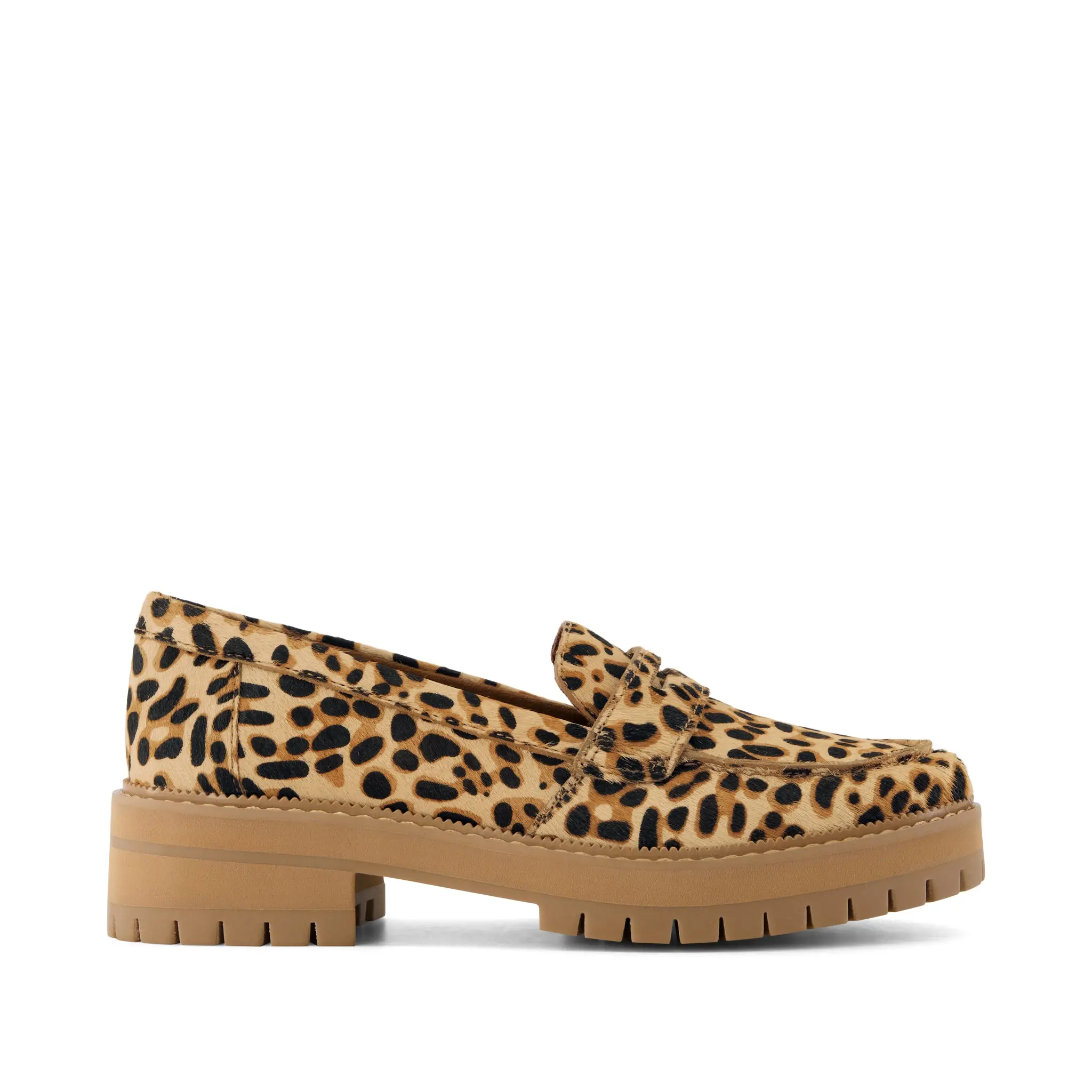 Womens Cara Loafer Brown Sugar Leopard Print Hair Leather