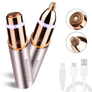 Facial Hair Remover for Women, Electric Face Razor with LED Light, Face Shaver for Women, Lady Face Electric Razor for Lip, Chin, Peach Fuzz, Cordless Portable Shaver, Rechargeable Shaver Machine