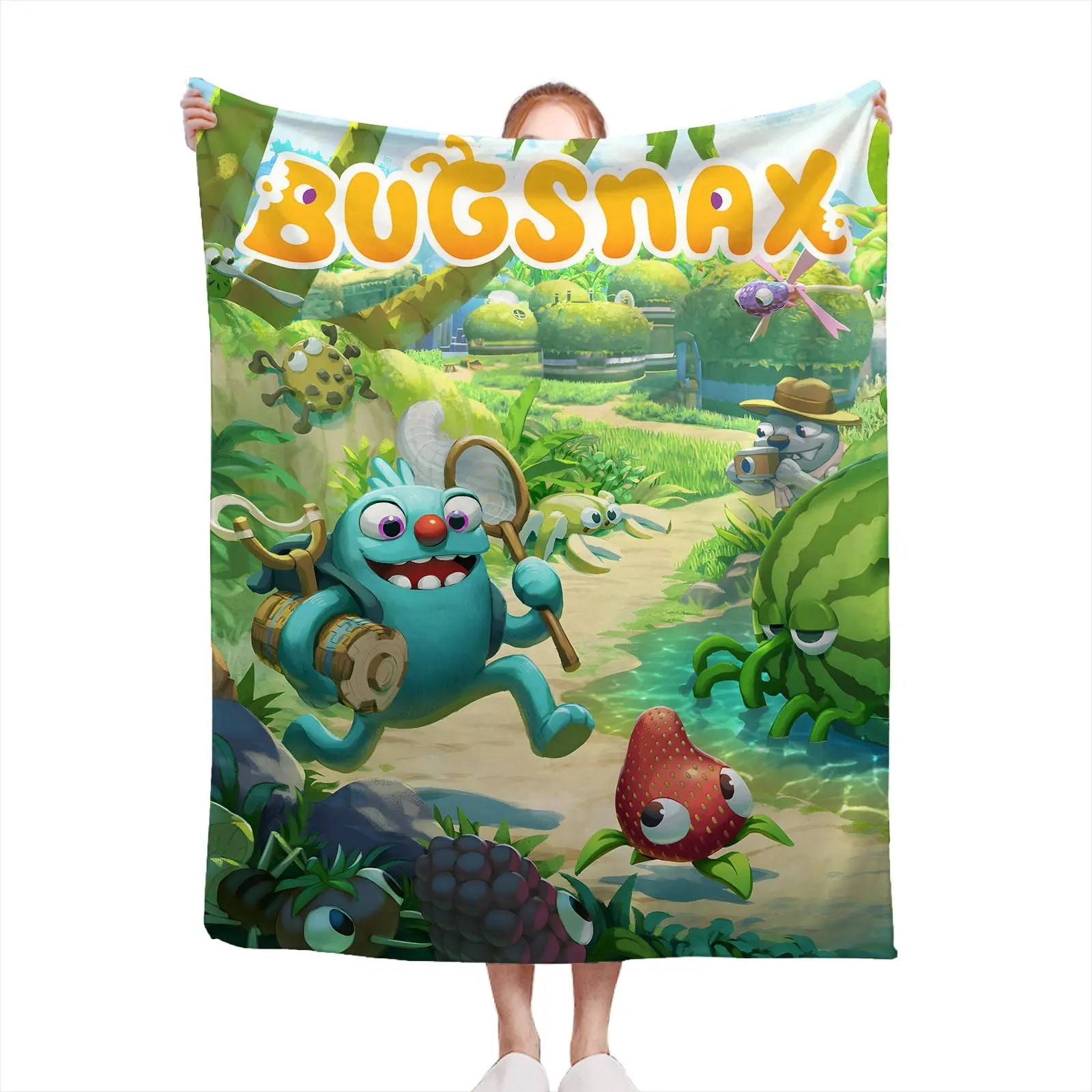 BUGSNAX TitleHeroArt Soft Flannel Throw Blanket—An Ideal Choice For Book Lovers And Homebodies Alike; It Offers Supreme Comfort Whether You'Re Dozing In A Reading Nook Or Curling Up On The Sofa For The Weekend, Making It A Warm And Thoughtful Gift.
