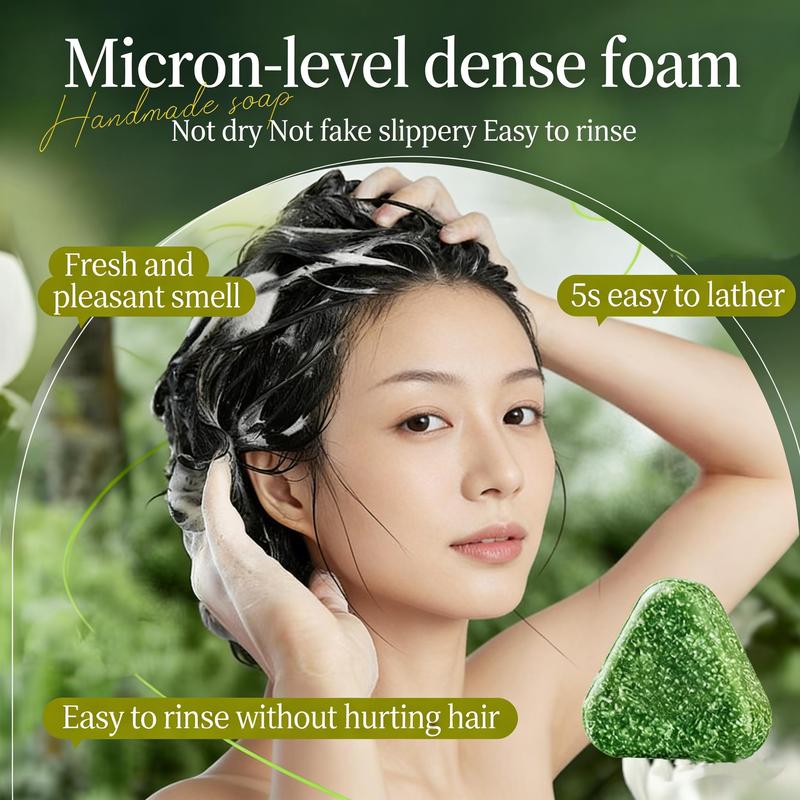 Nature Triangle Shampoo Bar Calming & Strengthening Hair for Women & Men Eco-Friendly Soap with Usman Grass Formula Herbal Extracts Nourishing Cleansing Conditioner Haircare Cleanser