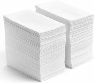 Linen Feel Disposable Napkins, Hand Towels for Bathroom, Weddings, Parties and Dinners, White, 50 Pack