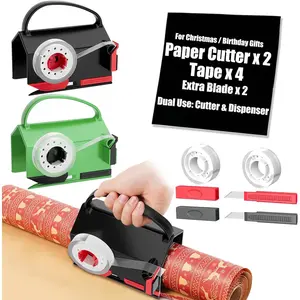 Wrapping Paper Cutter/Decoration Roll Paper Cutting Tool – Gift Wrapping Tool for Birthdays, Thanksgiving, and Christmas, with Handle, Smooth Sliding, 1 Pack, Green