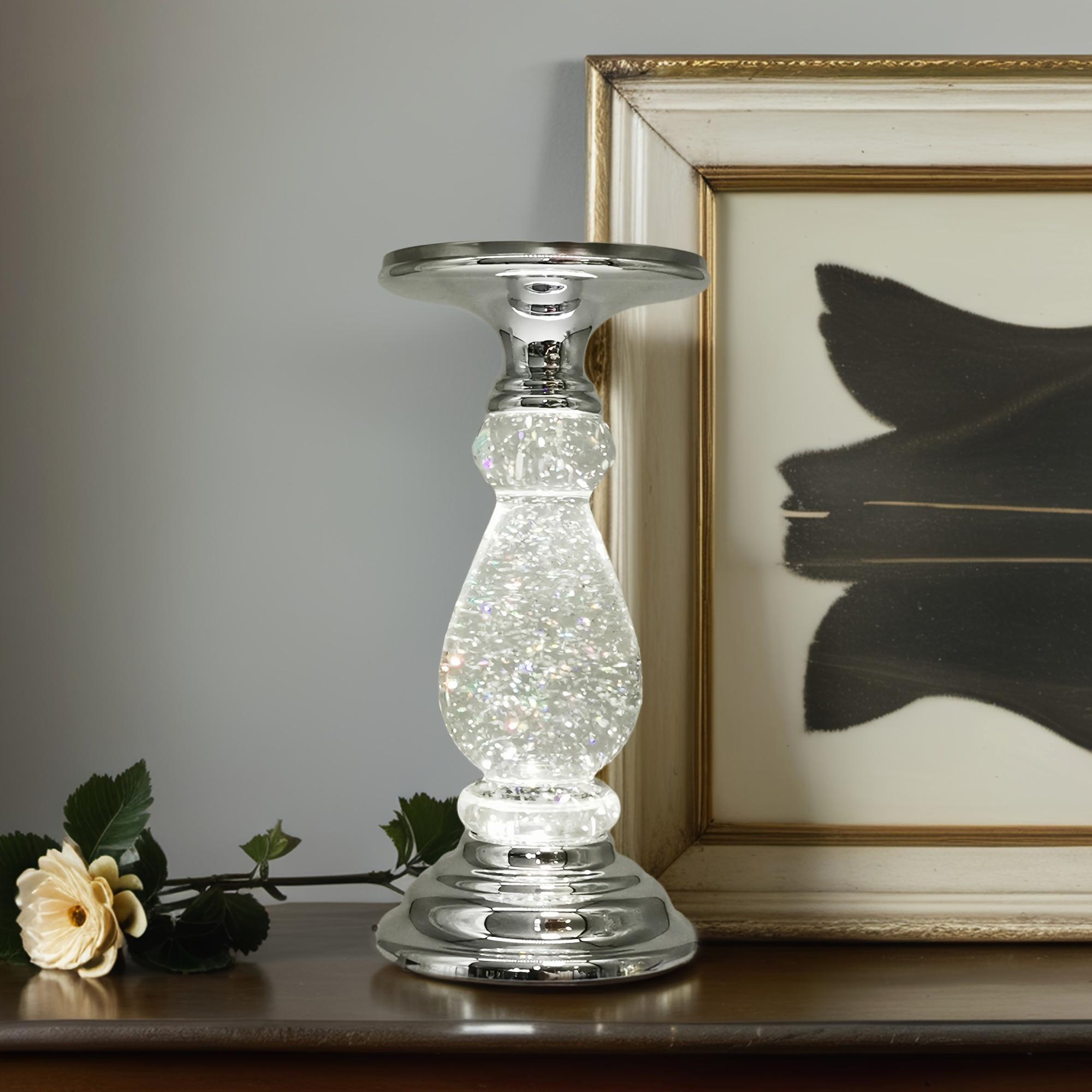 Elegant LED Swirling Candle Holder with On/Off Switch – Polished Acrylic Base, Fits 3-Wick Candles, Perfect for Home Décor & Holiday Gifts