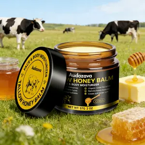 Tallow Honey Balm - 57g Organic Grass-Fed Formula, Blended with Honey & Beeswax, Deeply Hydrates Dry Skin, Softens Rough Patches, Leaves Skin Soft & Tender, Ideal for Face & Body All-Season Care.