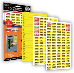 170 Circuit Breaker  - 100 AMP Set - Vinyl Labels for Breaker Panel Boxes - for  or Office, Apartments and Electricians - Place on Directory,  or Fuse - Bright Easy Read Color.